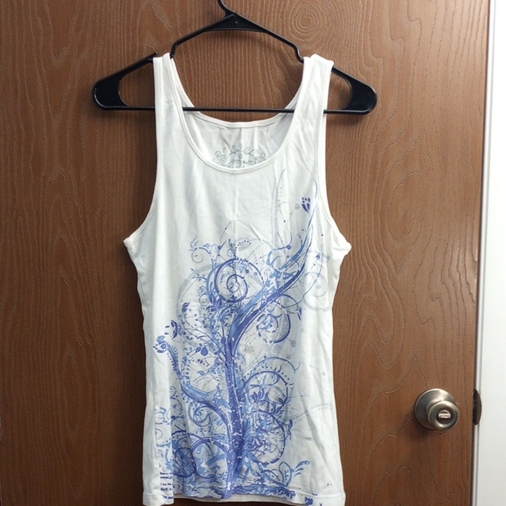 Elegant White and Blue Tank Top